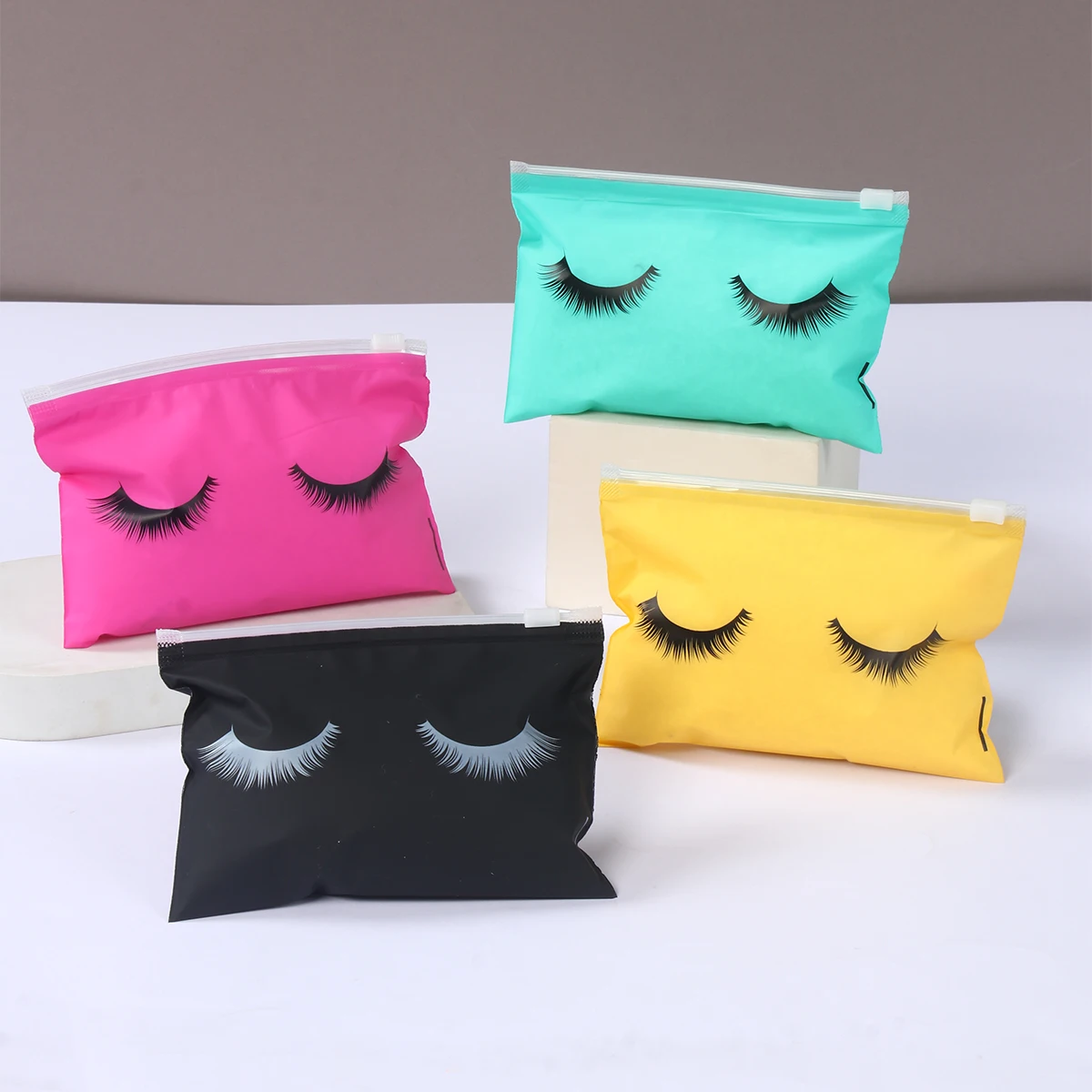 

10pcs Eyelash Aftercare Bags Reusable EVA Makeup Bags Toilet Travel Plastic Storage Bag Makeup Pouch Cosmetic With Zipper