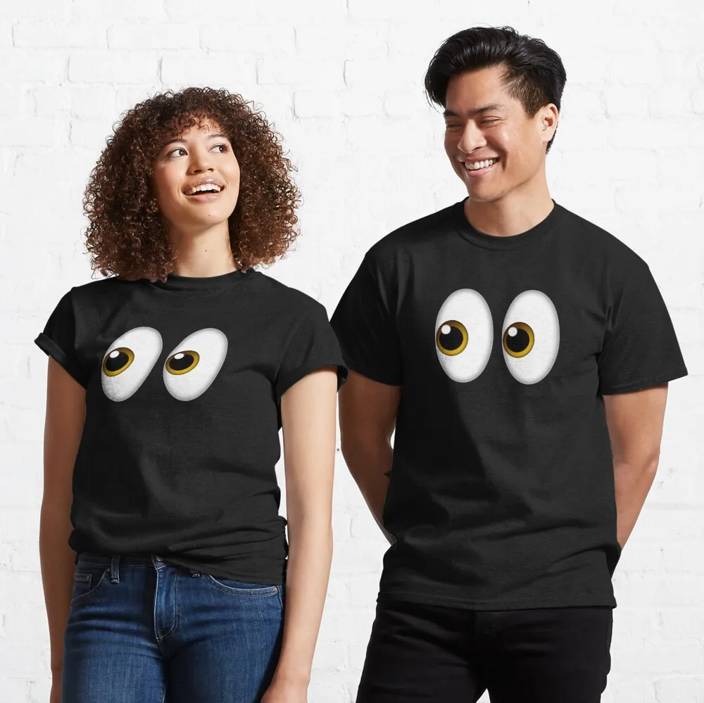 Emoji Side Eyes Classic T-Shirt Unisex T-shirts For Man Woman Short Summer Tees  Luxury Brand Fashion Couple's Cloths