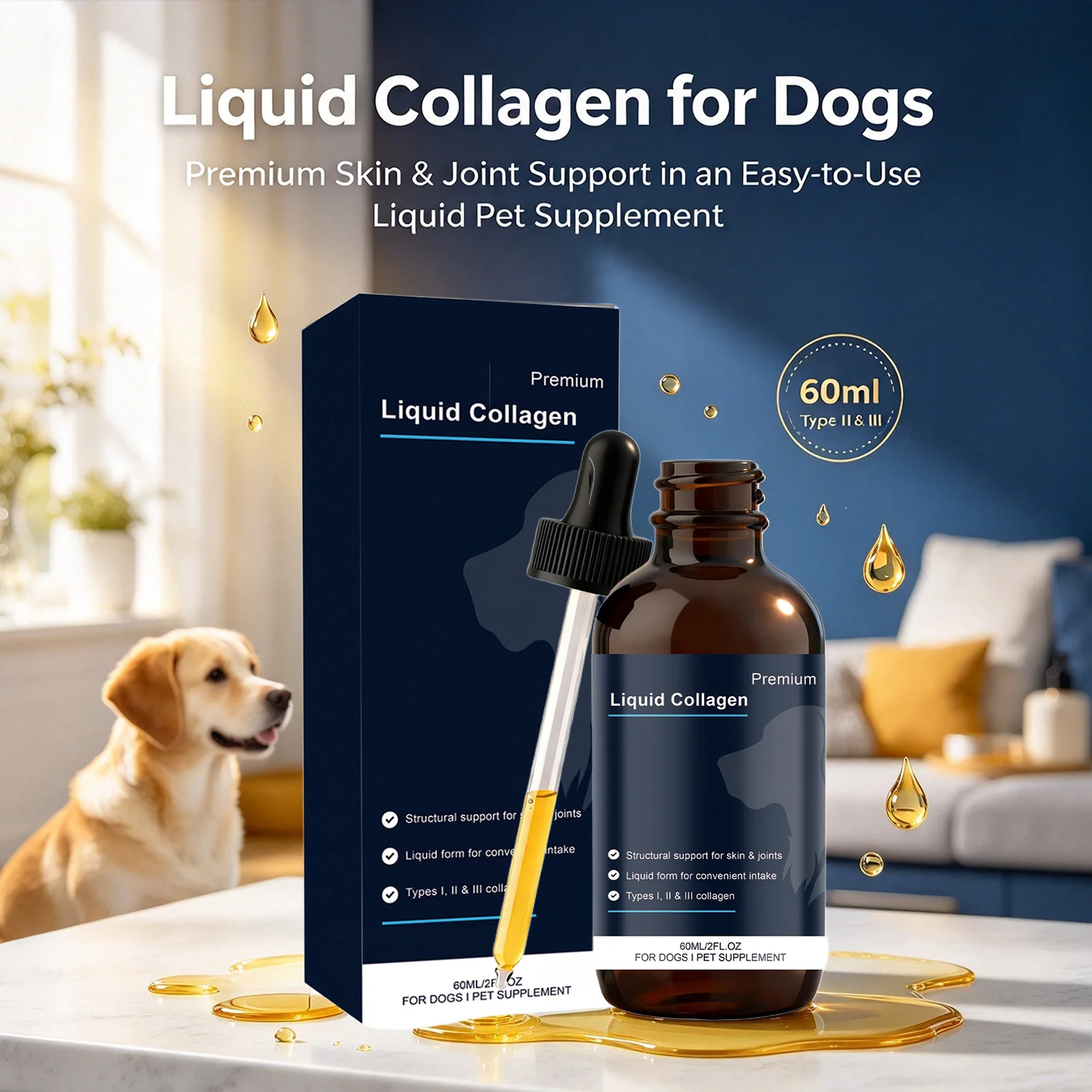 Dog Collagen Nutritional Drops Promote Nutrient Absorption Enhance Immune Function Support Skin & Joint Health Dog Supplements