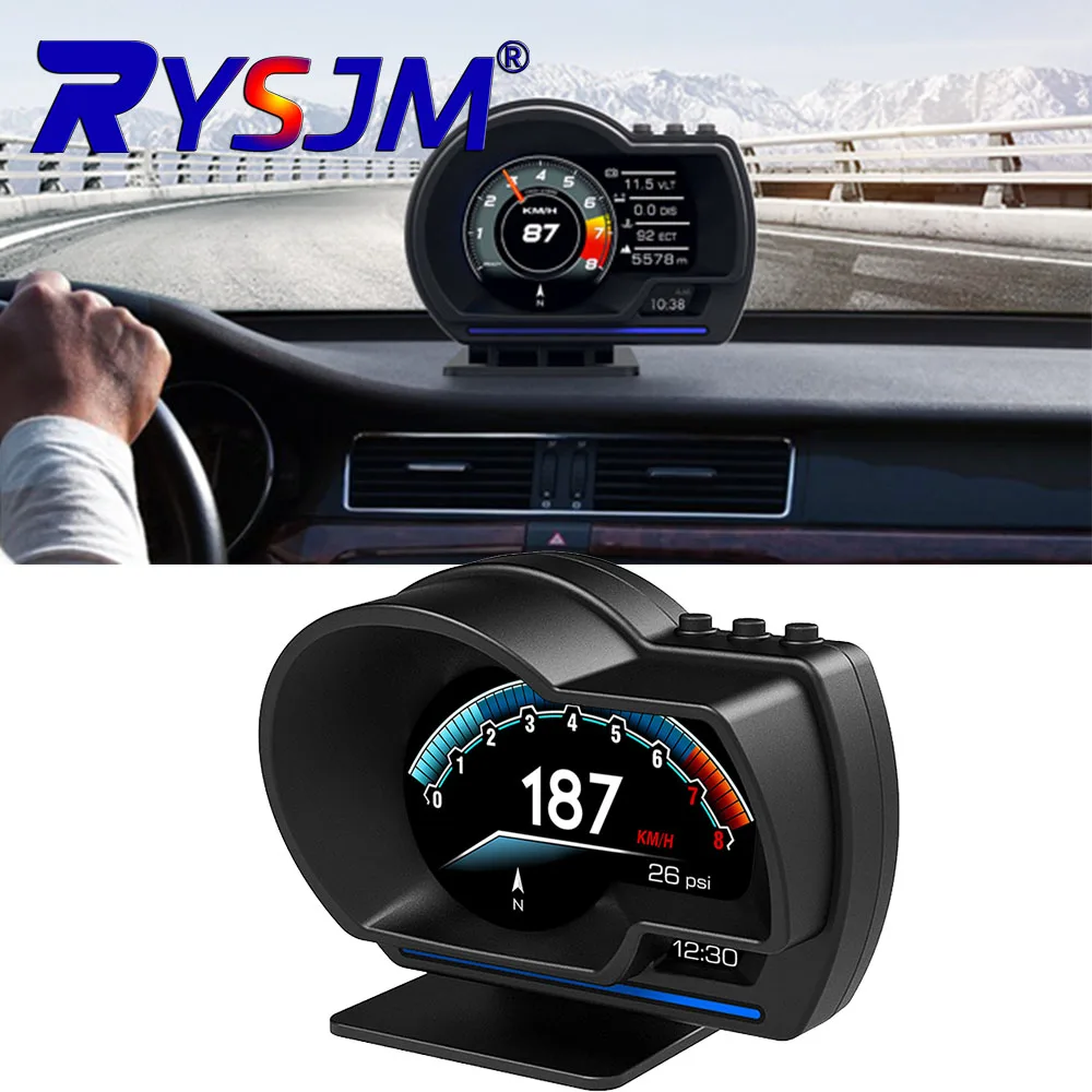 

Multifunctional Universal Car HUD OBD2 GPS Speedometer HD Display Diagnostic Tool Turbo RPM Alarm for SUVs and Trucks