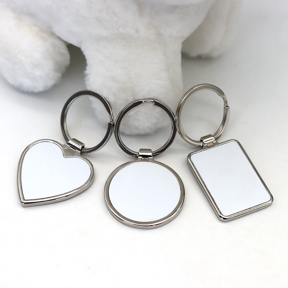 10Pcs Blank Keychain Round Heat Transfer Keychain Metal Board Key Rings Thick Sublimation Photo Keychain Sublimation Blanks