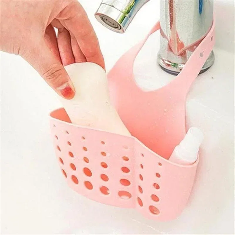 Kitchen Simple Drain Rack Bathroom Sink Adjustable Basket Silicone Soap Sponge Storage Rack Faucet Drainage Basket Storage Tools