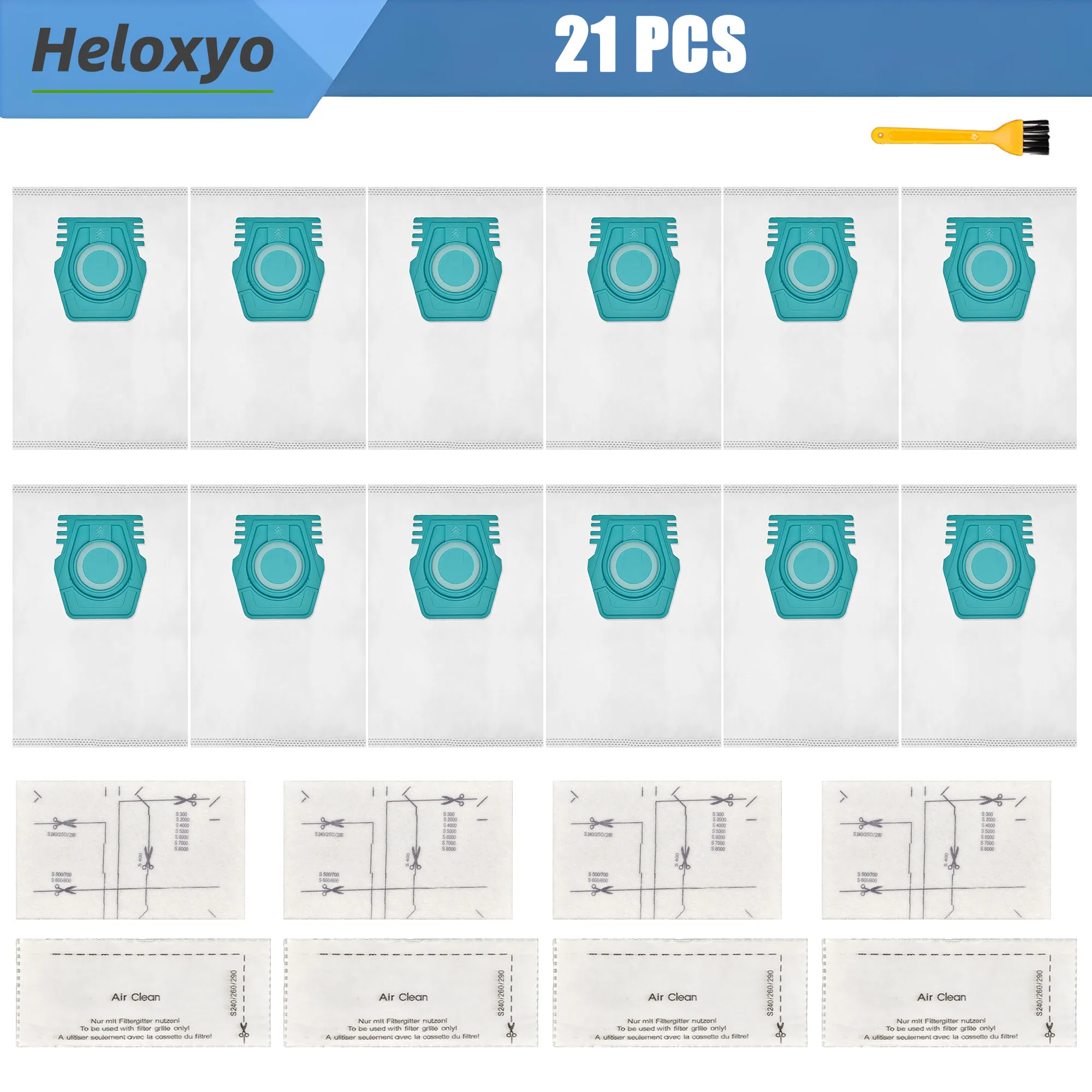 12 Uds. Bolsas de aspiradora HyClean Air TU de repuesto para aspiradoras con recipiente Miele Guard L1 S1 M1 Series