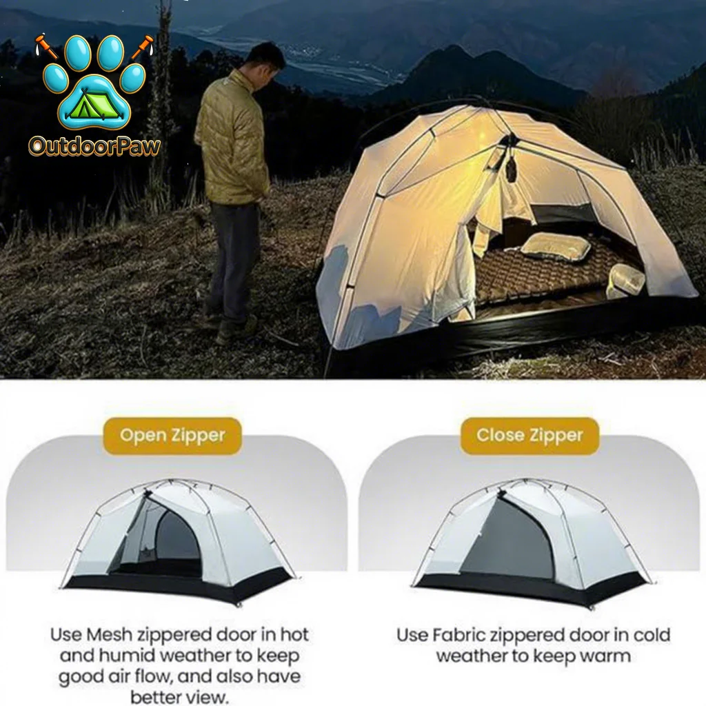 Double Mountaineering Tent Outdoor Mountaineering Tent Lightweight Portable Windproof Rainproof Camping Survival Equipment