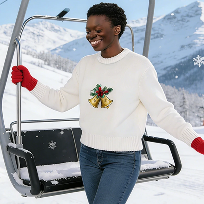 Y2K lindos regalos de Navidad para invierno ropa de calle prendas de punto Harajuku Jersey Vintage suéteres blancos Vintage suéter de punto para mujer