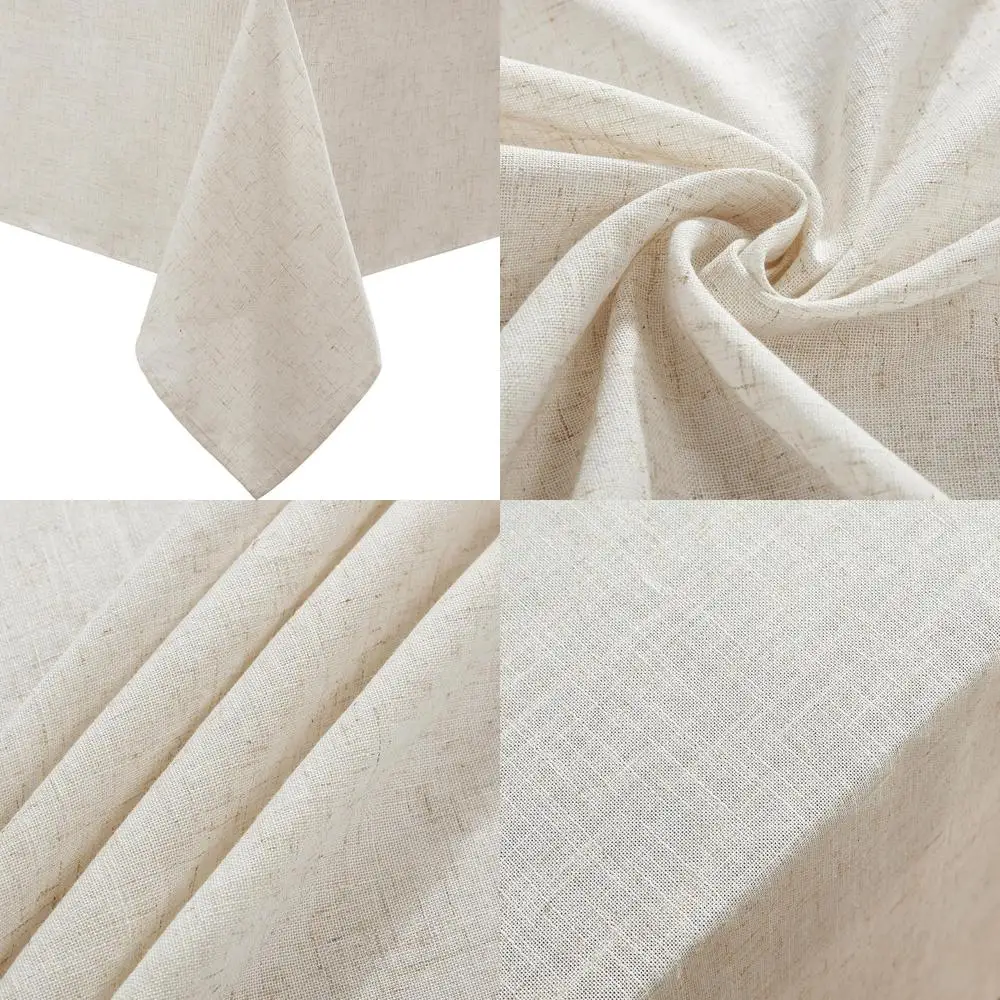 

dothan luxury linen blend tablecloth for formal dining, holiday, wedding or party, 60" x 144", taupe