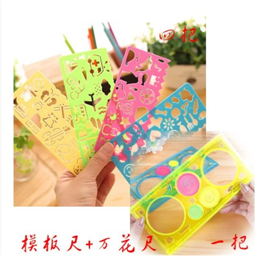 5piece/Set Fashion Kids Educational Toys Spirograph Drawing Sketchpad Board Geometric Ruler