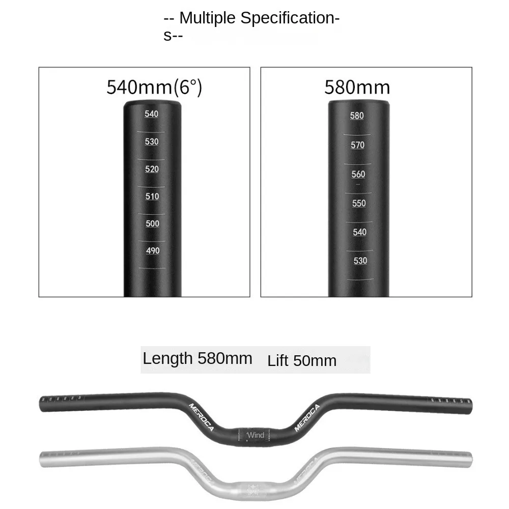 Für Mountainbikes MEROCA Fahrradlenker Gerade/Schwalbenform Aluminiumlegierung Fahrrad-Riser-Lenker 25,4X540/580mm Fahrradteile – Detail 2