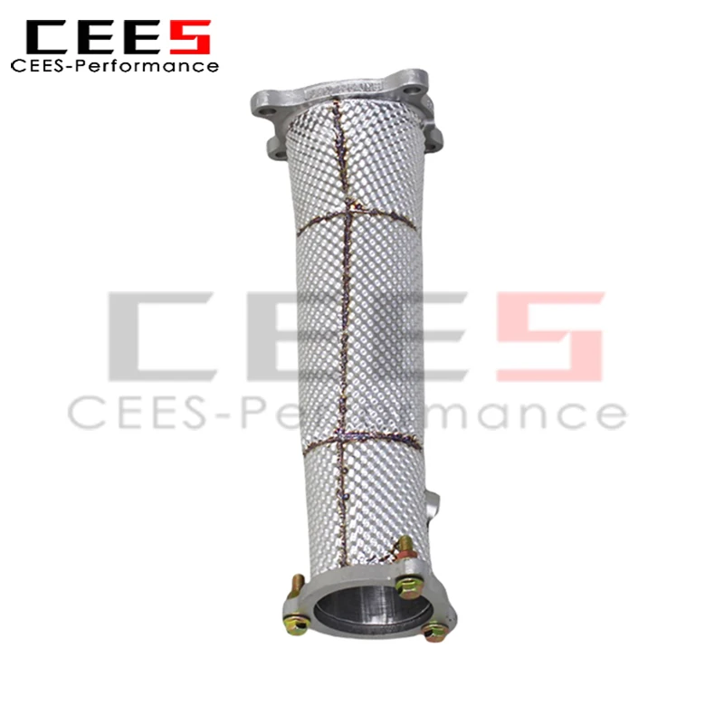 CEES Turbo Downpipe Exhaust for Audi A7 2.0T 2019-2024 SUS304 Sport Exhaust Header with Heat Shield Straight Through Front Pipe