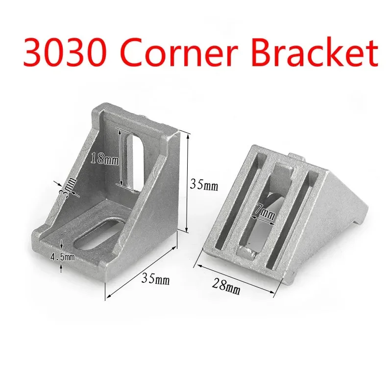 50pcs Aluminium Profile 3030  Corner Bracket Fitting Angle 20 30 40 45 Connector  CNC Part