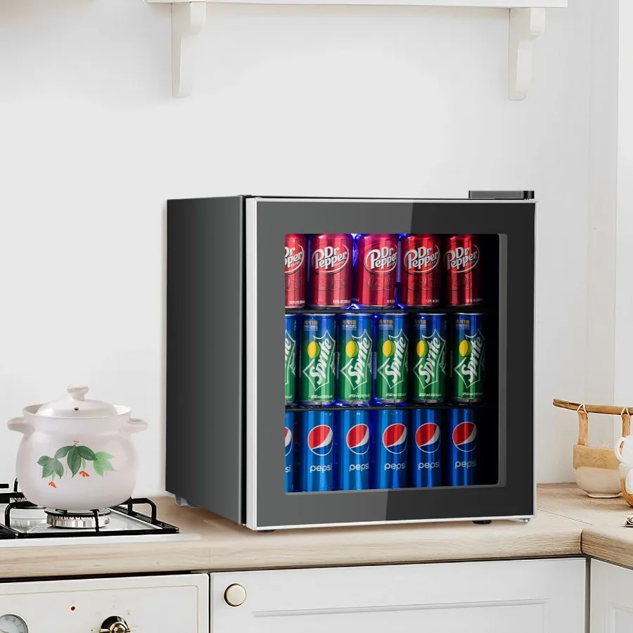 60 علبة مشروبات ثلاجة تبريد ثلاجة صغيرة قائمة بذاتها مع باب زجاجي أرفف قابلة للإزالة ثلاجة مشروبات صغيرة لـ