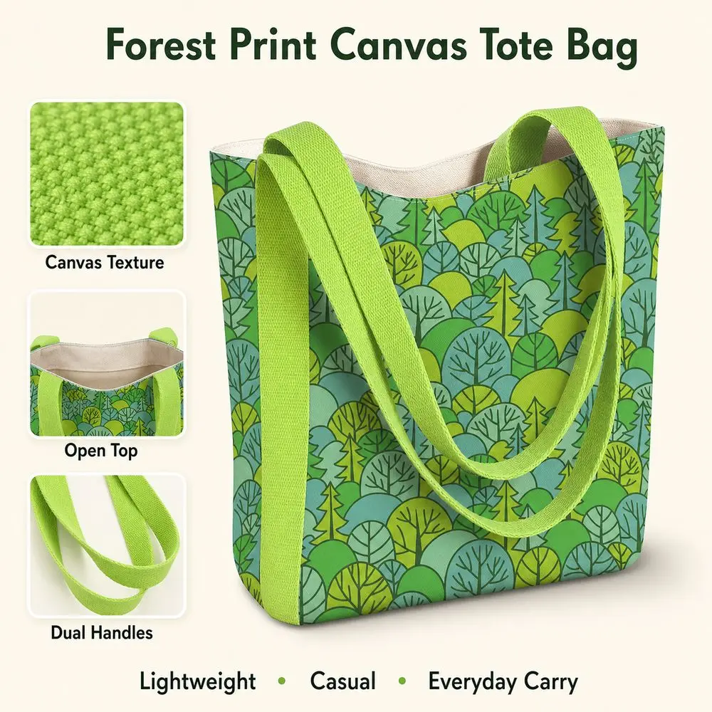 Fan Shaped Floral Fragments Canvas Bag Reusable Wide Handles Shoulder Bag Lightweight Large Capacity Shopping Tote Bag Shopping