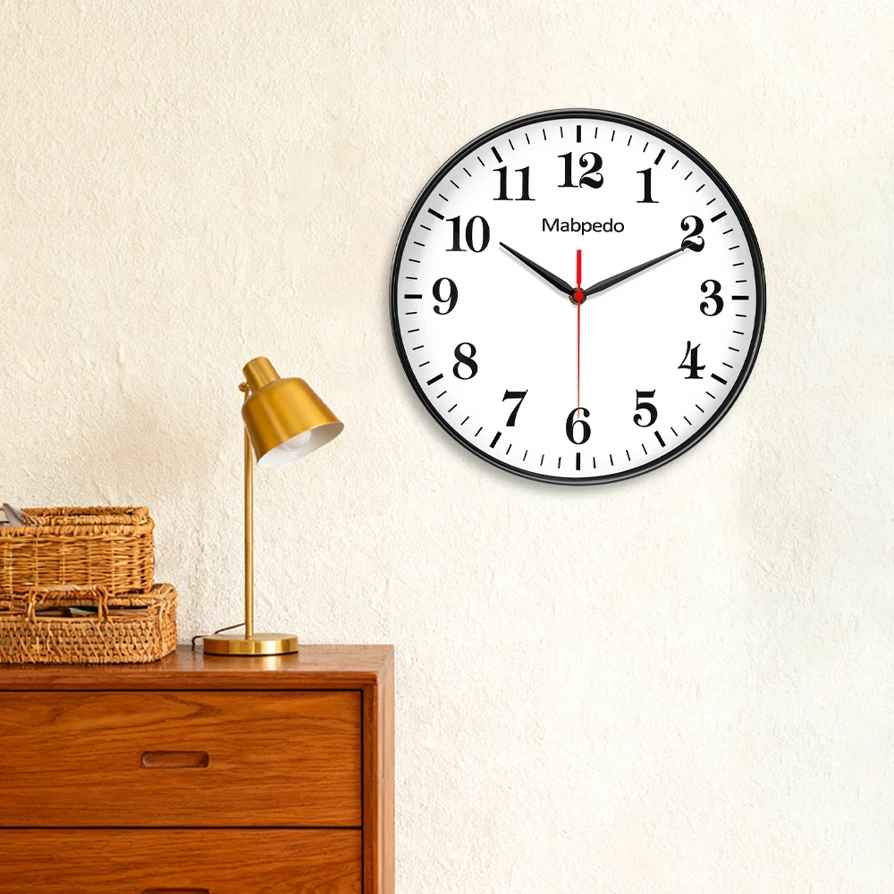 

Classic Wall Clock Silent Quartz Movement Easy-to-Read Numerals Perfect for Office Classroom Living Room Bedroom Home Decor