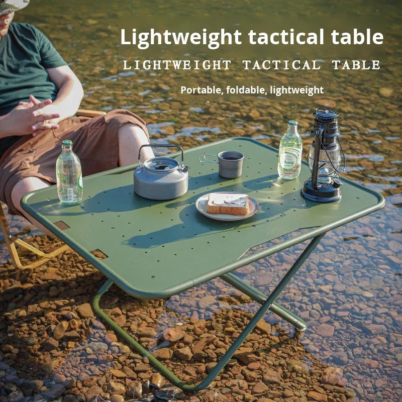 Outdoor Camping Tactical Style Folding Table Aluminum Alloy Lightweight Rectangular Commander Table Outdoor Furniture