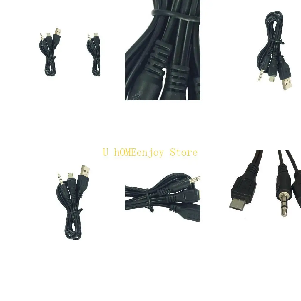 B0KF Short 0.5m MicroUSB 5Pin Splitter Cable Delivers Sound Transmission and Power Supply