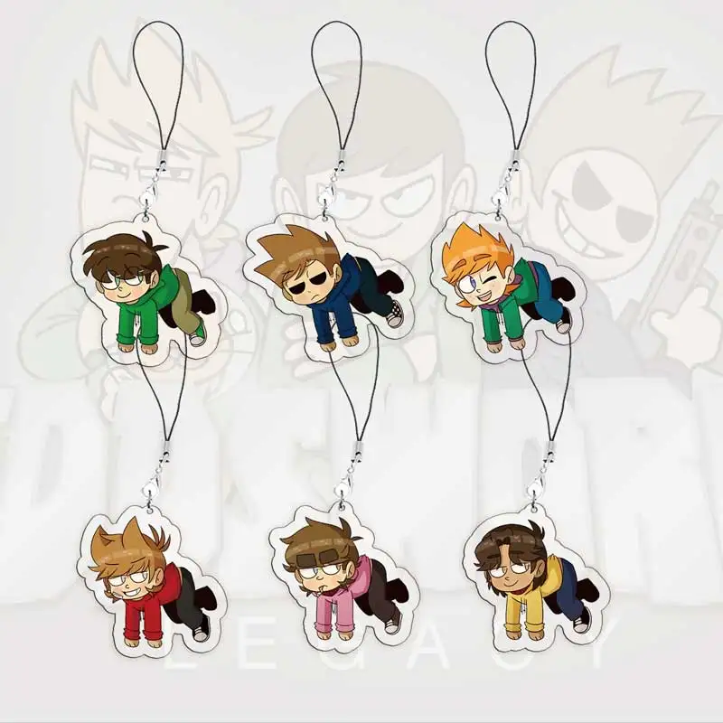 Acrylic Eddsworld Mobile Phone Charms Anime Comic Eddsworld Tord Tom Edds Small Pendant Phone Chain Ring Fans Gift