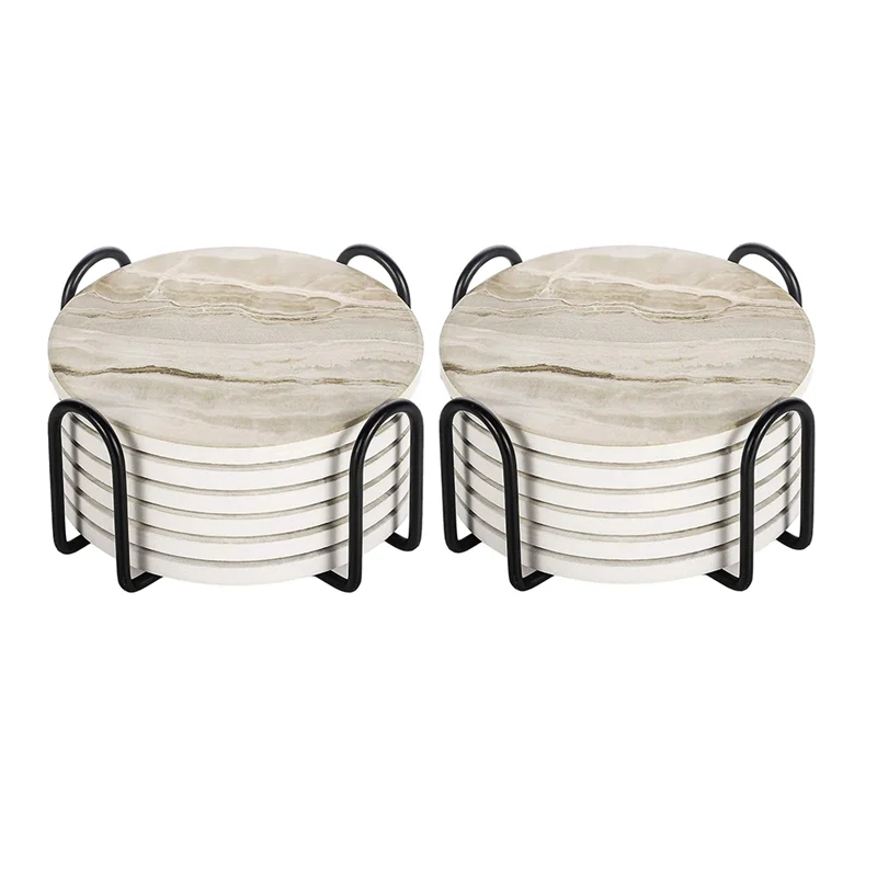 AT05-Absorbent Coaster Sets Marble Style Coaster Fit For Home, Office And Party Decoration