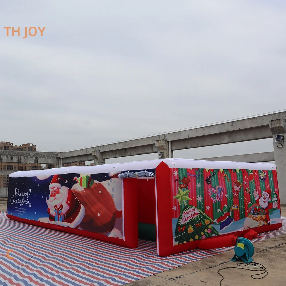 fast shipping, 2025 new Santa claus inflatable maze for party, digital printing laser tag games Christmas inflatable maze