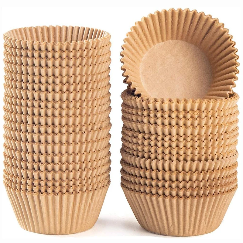 300Pcs Natural Cupcake Liners, Grease-Proof Paper Muffin Baking Cups, Food-grade Wrappers Cases for Wedding Party Bakeware