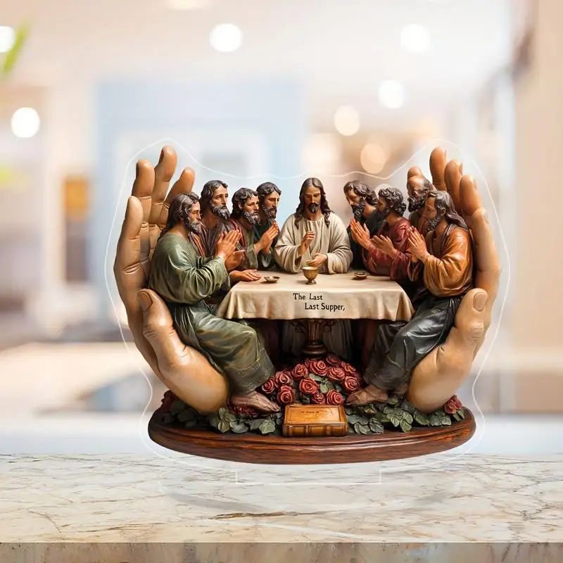 Nativity Scene Acrylic 2D Statue Unique Desk Ornament for Christmas Home Religious Decoration