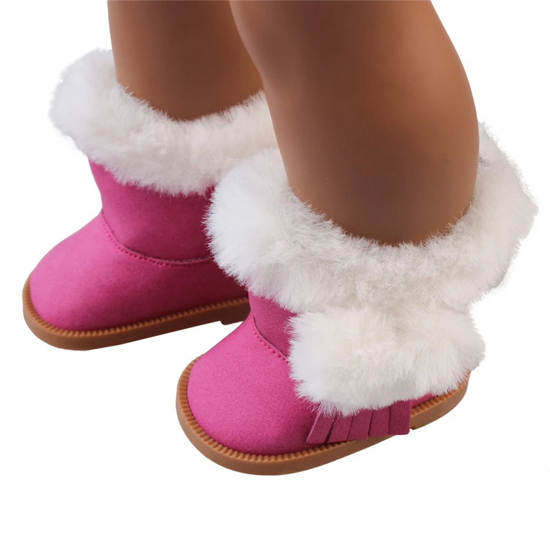 Warm Doll Snow Boots Fit 17 Inch 43-46cm Doll Handmade Doll Leather Villous Shoes Baby Birthday Festival Gift Dolls Accessories