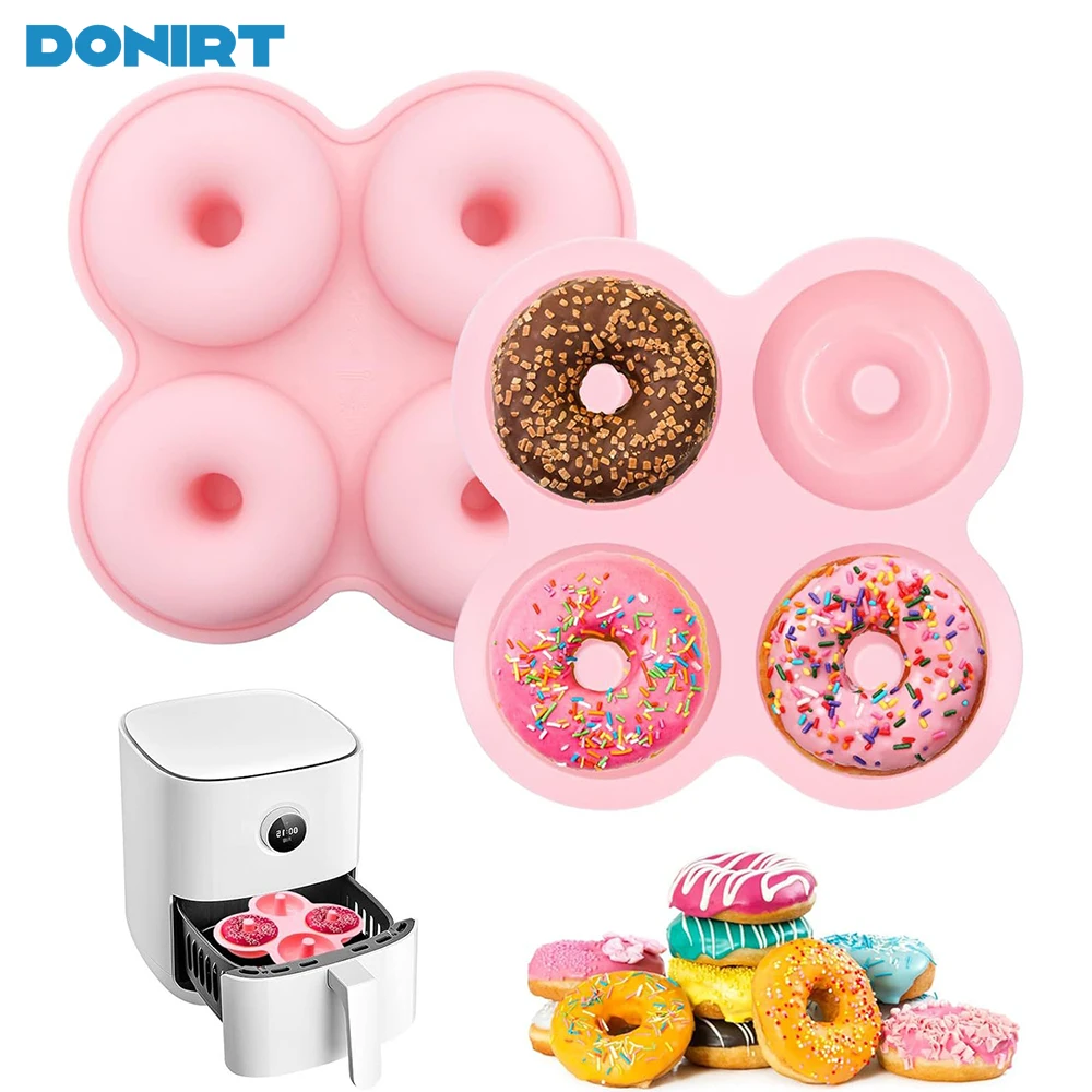 4 Holes Silicone Donut Mold Baking Pan Non-Stick Baking Pastry Chocolate Cake Dessert DIY Decoration Tools Bagels Muffins Donuts