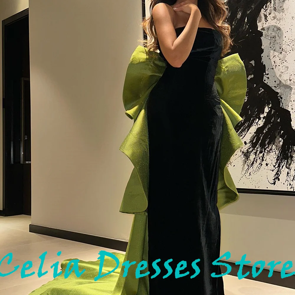 Strapless Straight Pleats Sleeveless Ankle Length Court Train Dubai Evening Caftan Dress Elegant Bespoke Occasion Gowns Formal image 2