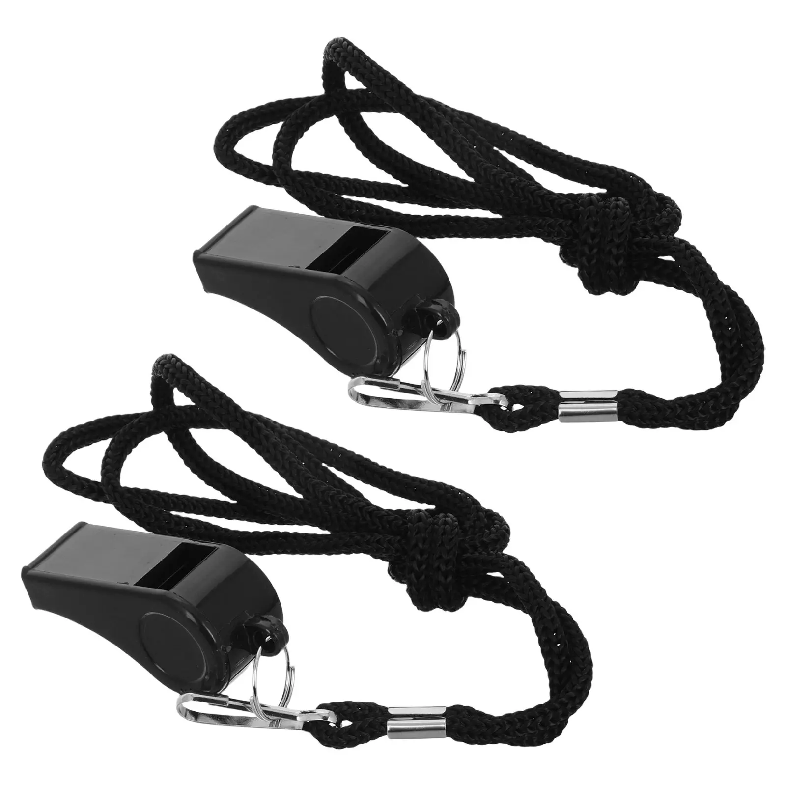 

2Pcs Black ABS Neck Whistle Loud Referee Coaches Survival Training Emergency Safety Whistle Necklace Football Training Equipment