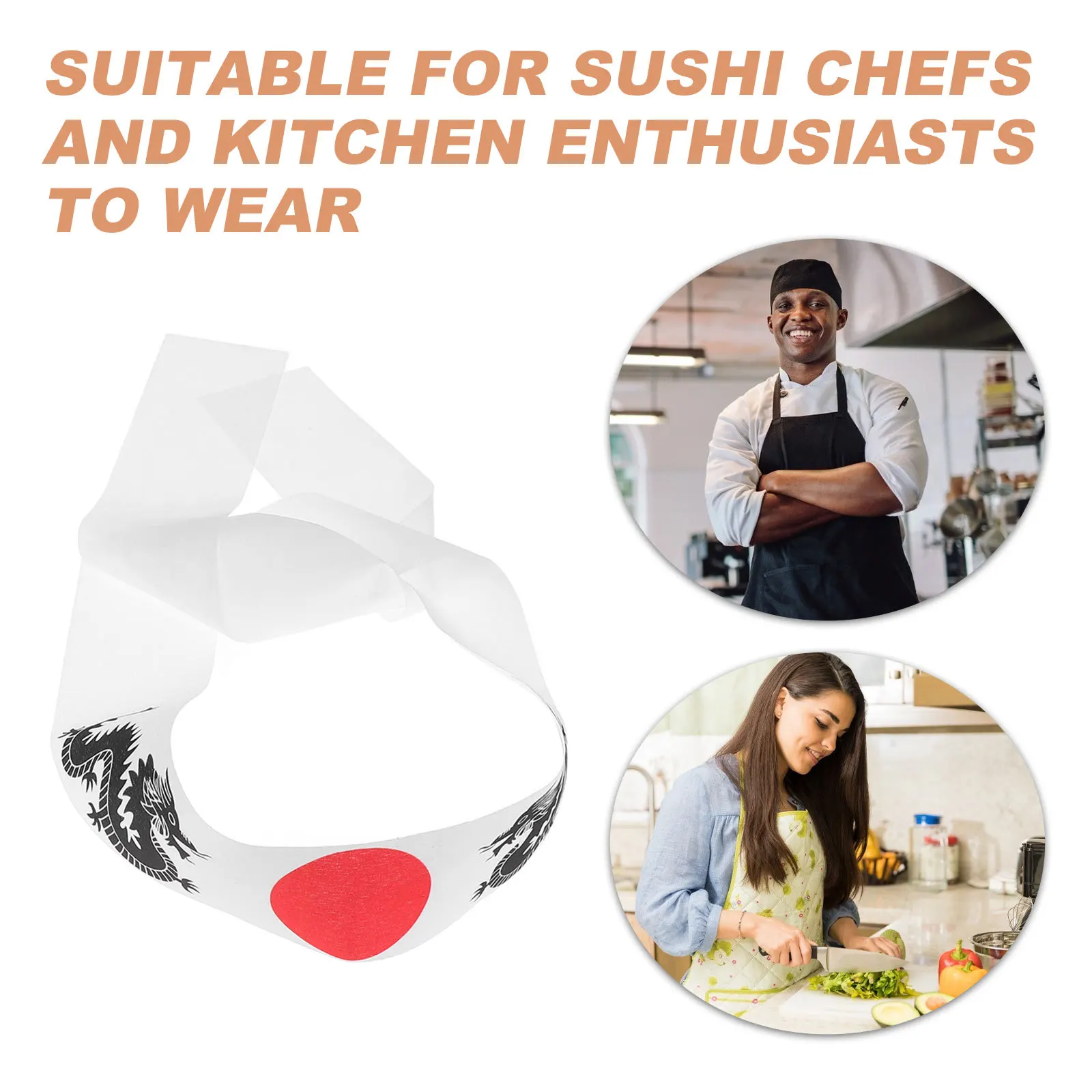 2 قطعة Headb تنوعا اليابان السوشي الشيف B الساموراي زي ملحق Hachimaki Sweatb Headb اليابانية الشعر التعادل #3