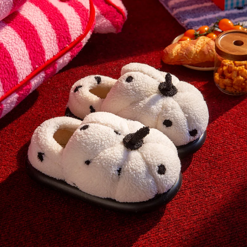 Wintermode, niedlich, lustig, kreativ, kürbisförmige Plüsch-Hausschuhe für Zuhause, Wärme, Entspannung im Freien, für Paare, Baumwollschuhe – Detail 3