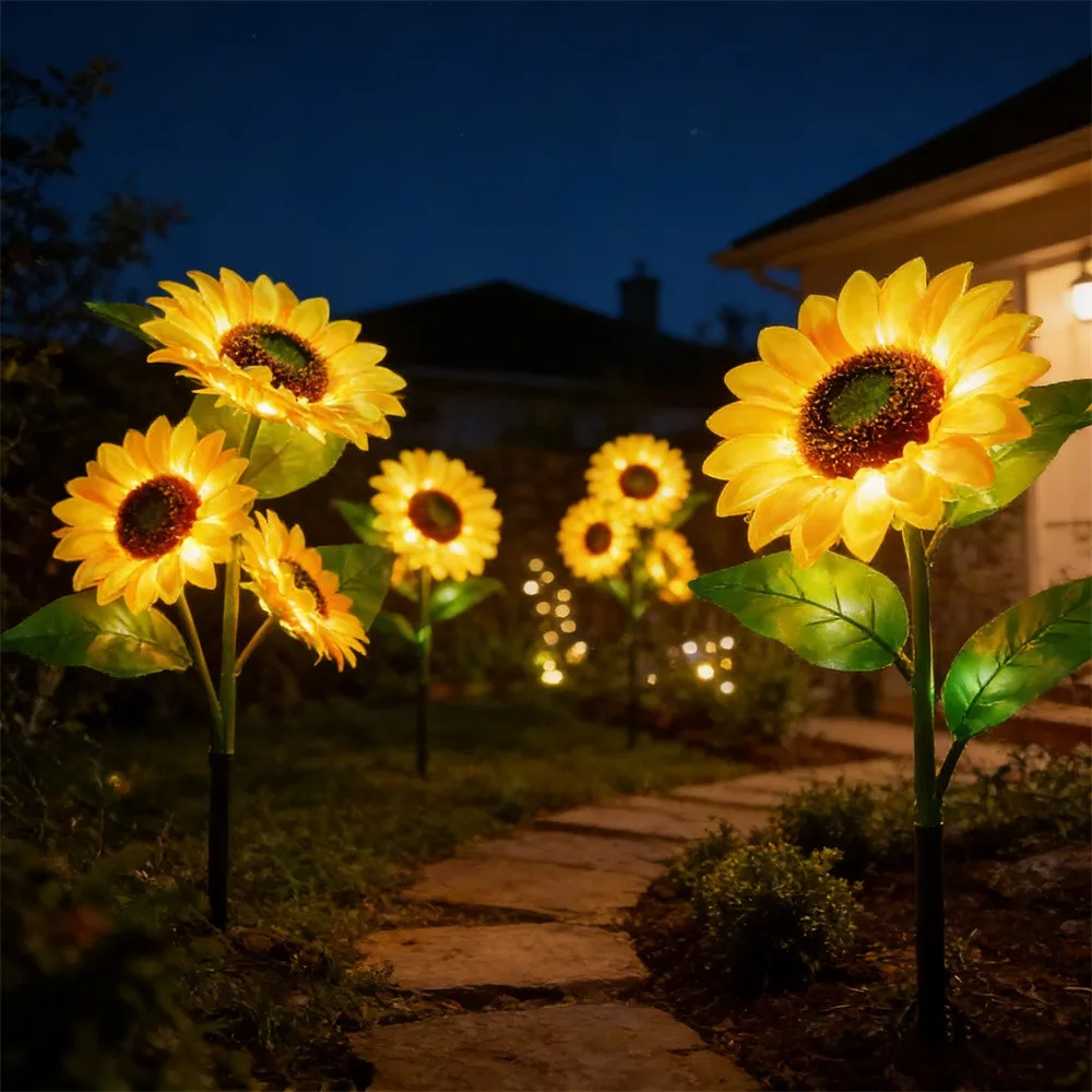 Solar Sunflower Lights Outdoor LED Sun Flower Yellow Lights Suitable for Scenic Spot Yard Lawn Street Pathway Garden Decoration