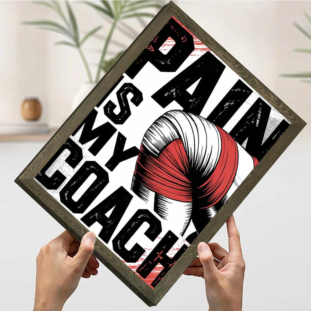 الألم هو مدربي تحفيزية الطباعة المشارك تخصيص صور الرسم على لوحات القماش الجدارية لتزيين الغرفة الجدارية الداخلية #3