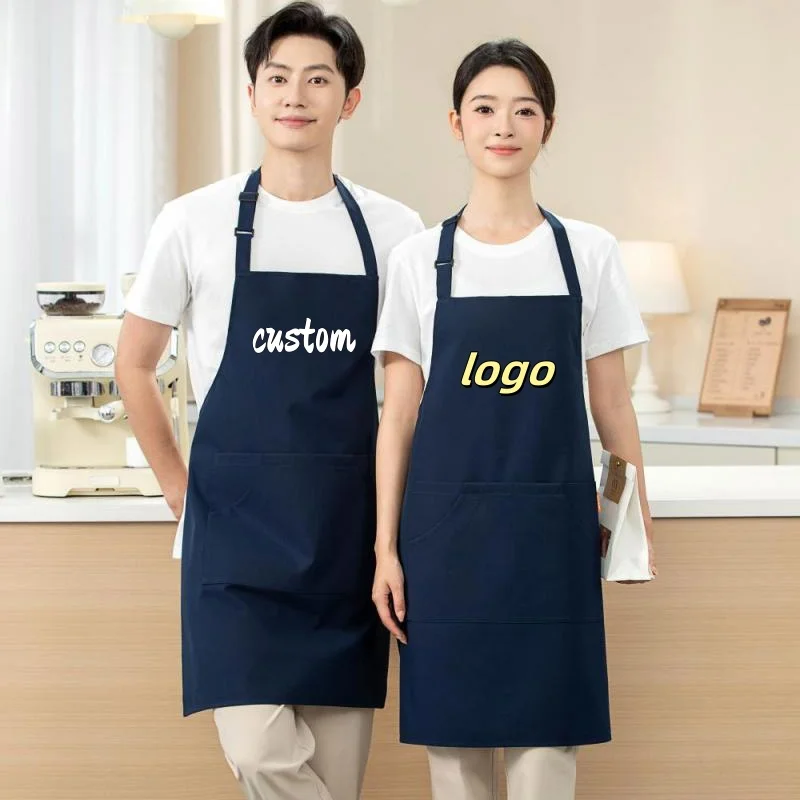 Custom Logo Kitchen Aprons For Woman Men Waterproof Chef Work Grill Restaurant Bar Shop Cafes Beauty Nails Studios Uniform