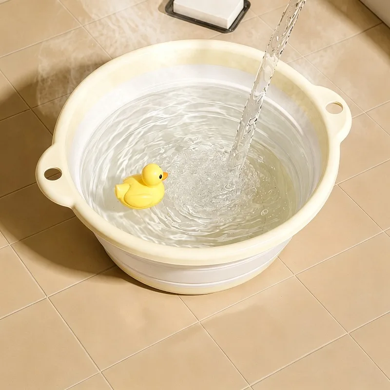 1PC Thickened PP Foldable Wash Basin Portable Collapsible Washing Bowl for Travel Dorm Home Multi Use for Face Washing Laundry