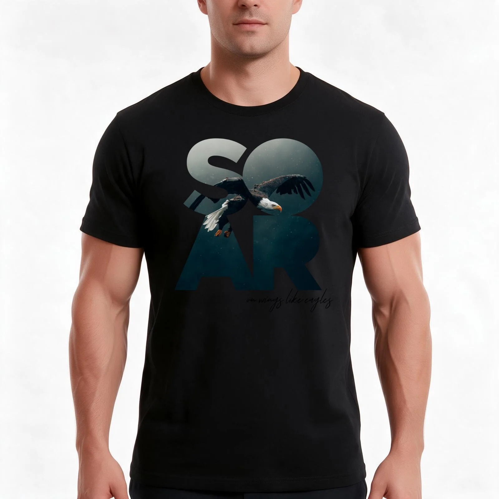 Soar on Wings Like Eagles T-Shirt, Summer Casual Cotton Tee, Oversized Streetwear Tops, Vintage Graphic Print, Unisex Men Women