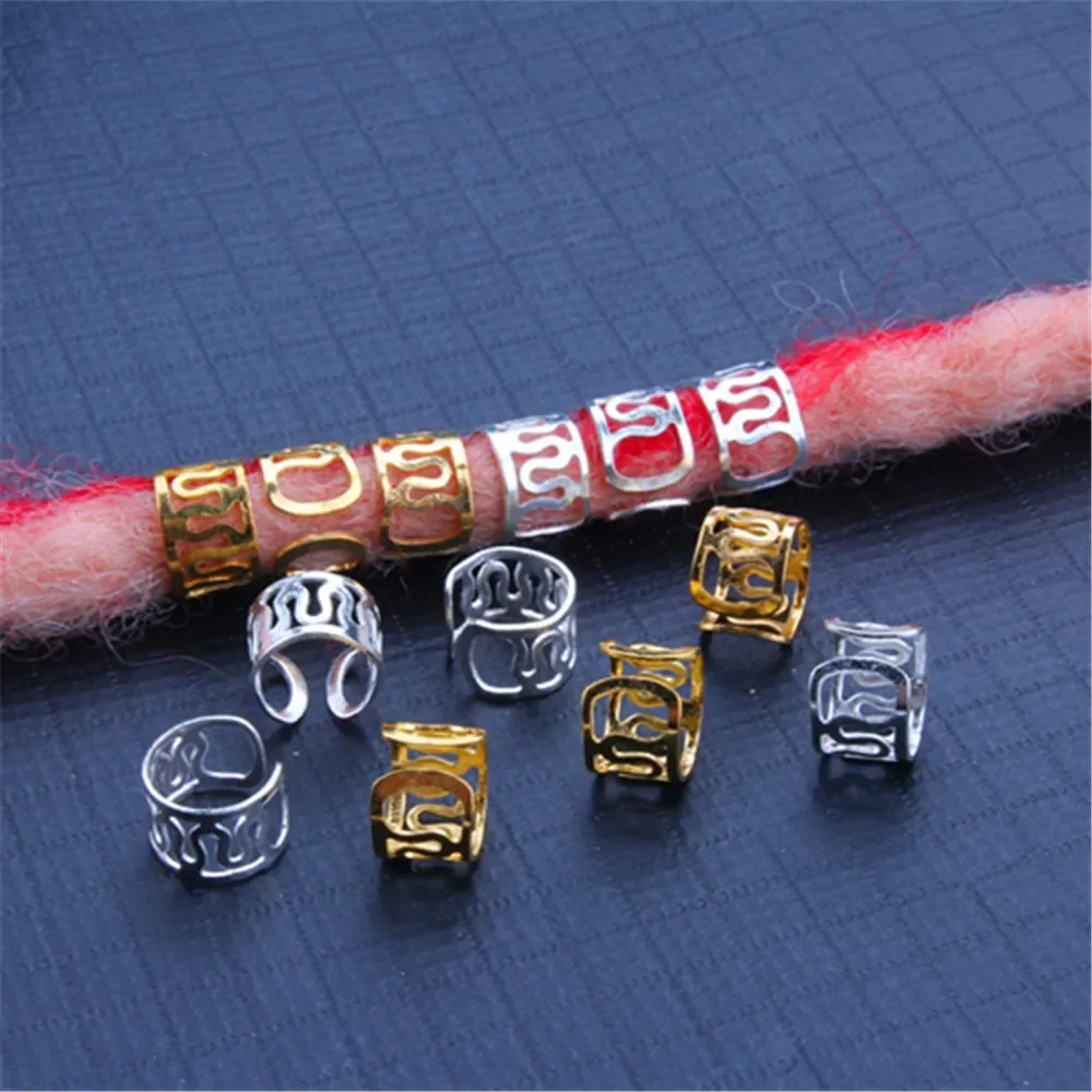 50pcs Hair Braids Jewelry Hair Braider Metal African Hair Rings Beads Cuffs Tubes Charms Hollow Out Dread Decoration Accessories