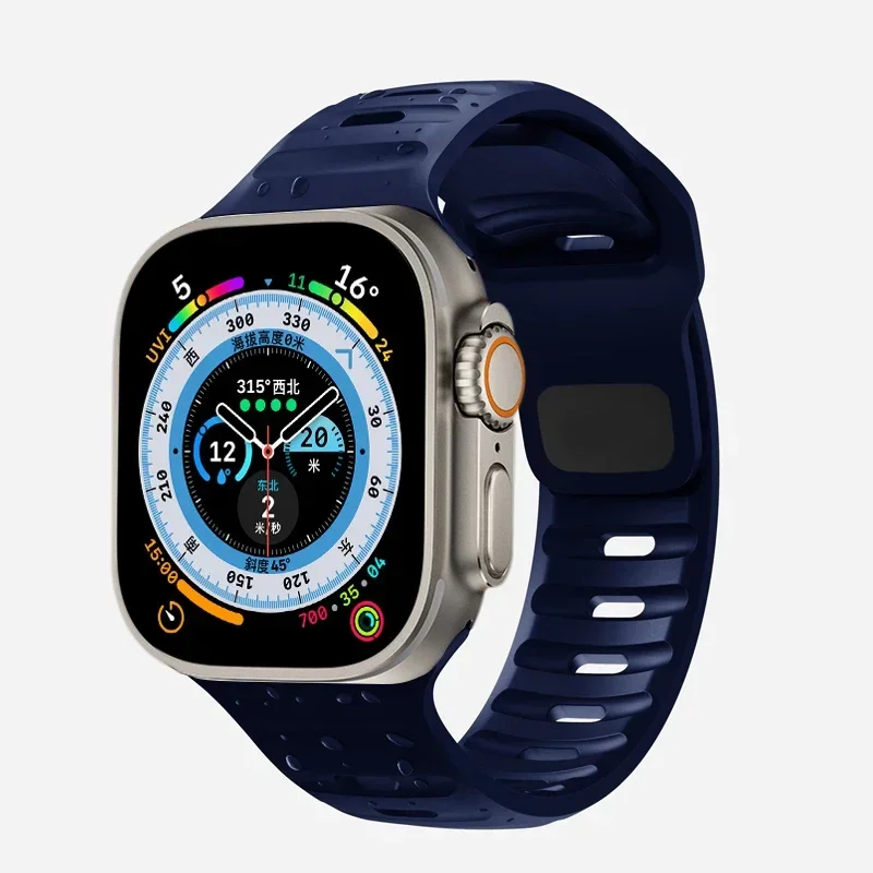 Silikonarmband für Apple Watch Band Ultra 2 49mm 44mm 45mm 42mm 41mm 42mm 38mm Sportarmband iWatch Series 9/8/7/6/3 Armband – Detail 3