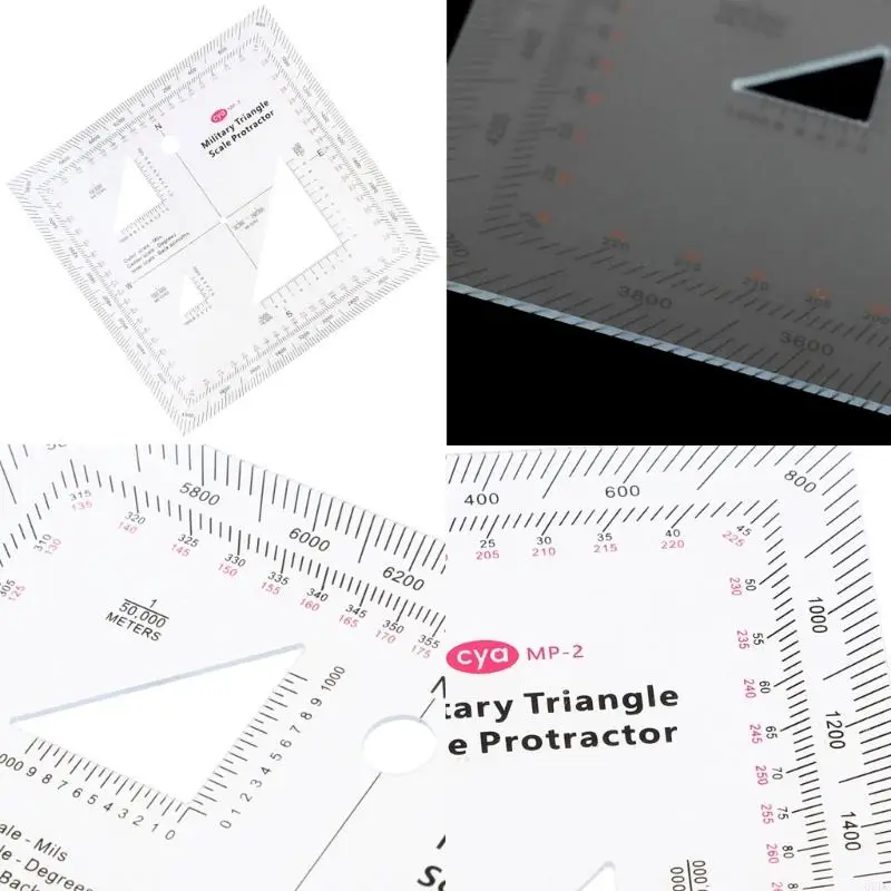 02DC MilitaryStyle TransparentTopographical Map Scale Navigation MilitaryProtractor