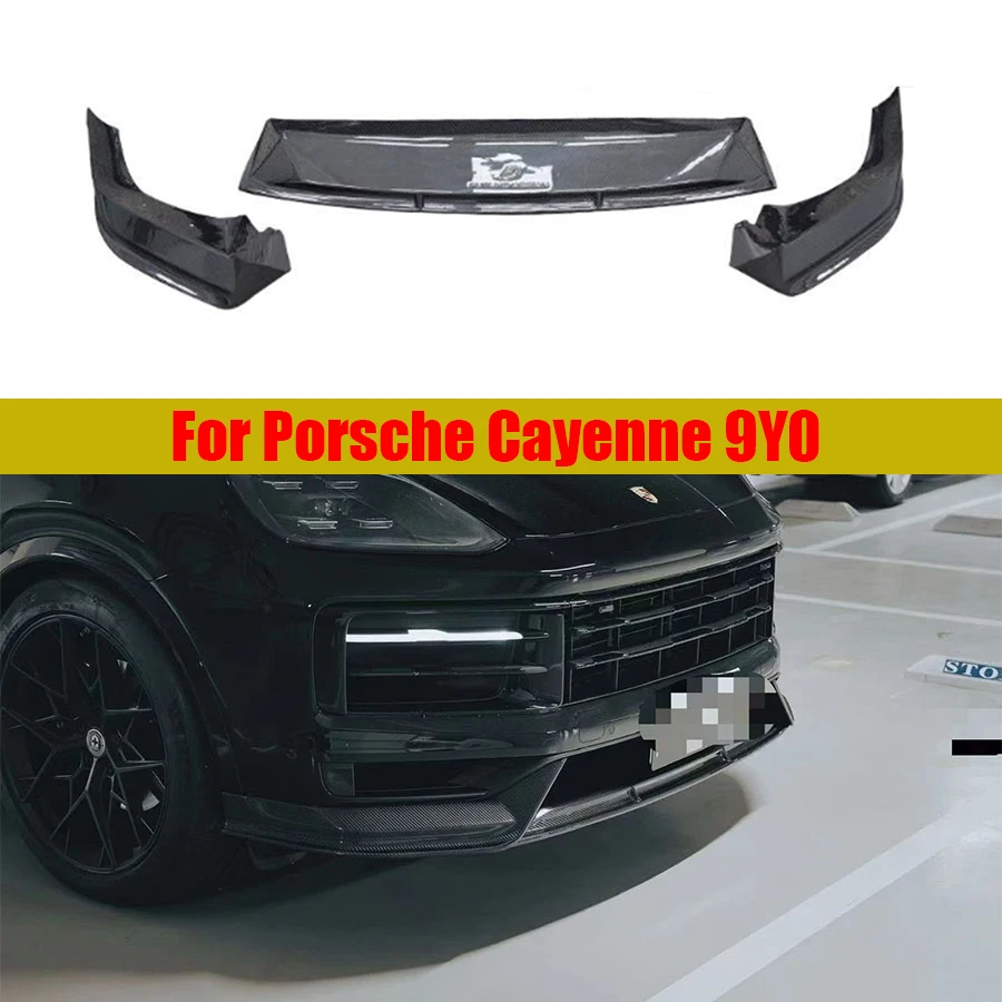 Für Porsche Cayenne 9Y0 2024+ Kohlefaser-Frontlippe Auto-Frontstoßstange Spoiler-Diffusor Kinnlippe Autoteile