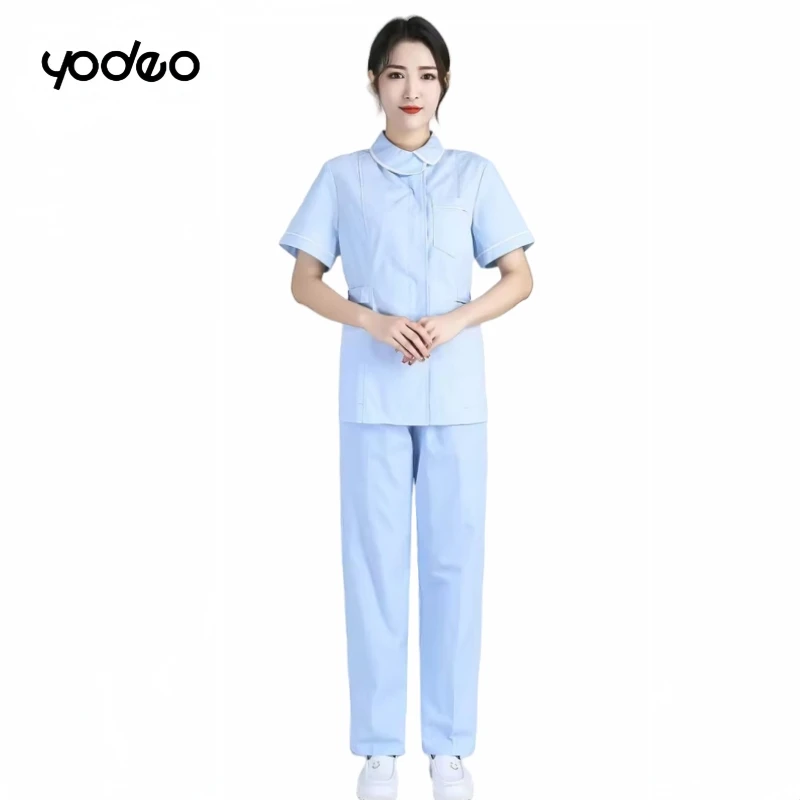 Autumn winter thick nurse uniform long sleeved suit lotus leaf collar pink coat pet grooming clinic nursing uniform work uniform