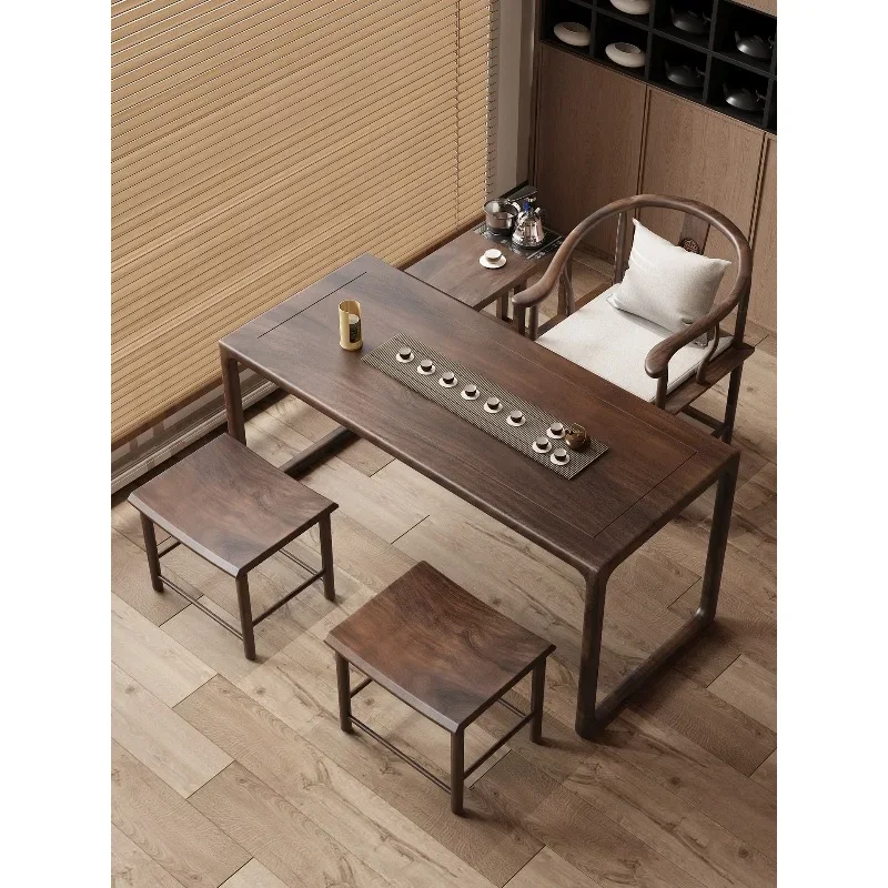 

Black walnut balcony tea table and chair combination