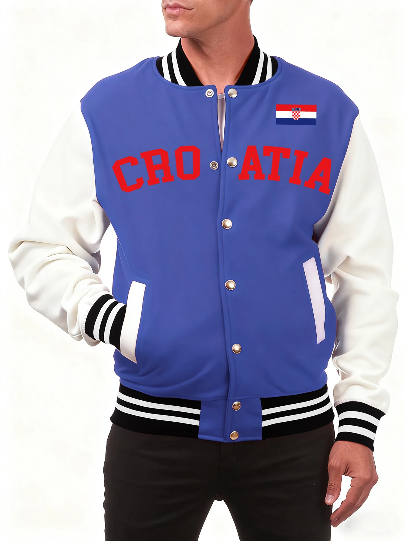 كرواتيا الوطنية رسالة مطبوعة البيسبول جيرسي الرجال موضة الهيب هوب جاكيتات الصوف لينة ملابس رياضية الخريف ملابس كاجوال #1