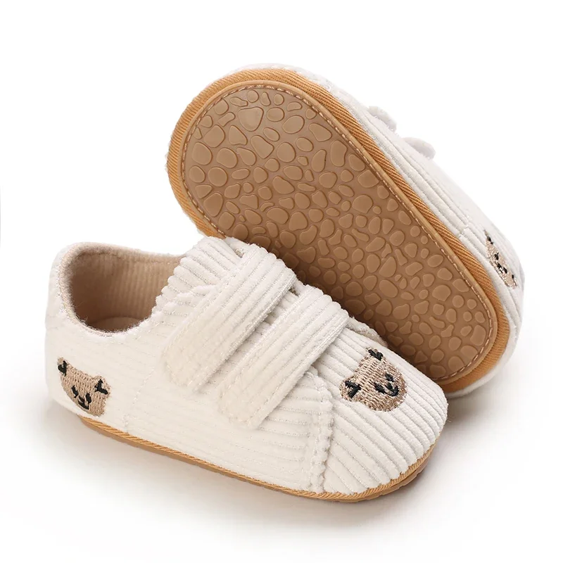 0–18 Monate Baby-Sneaker mit Bären-Stickerei für Jungen und Mädchen, Lauflernschuhe für Kleinkinder, weiche Sohle, Cord, lässige Babyschuhe – Detail 19