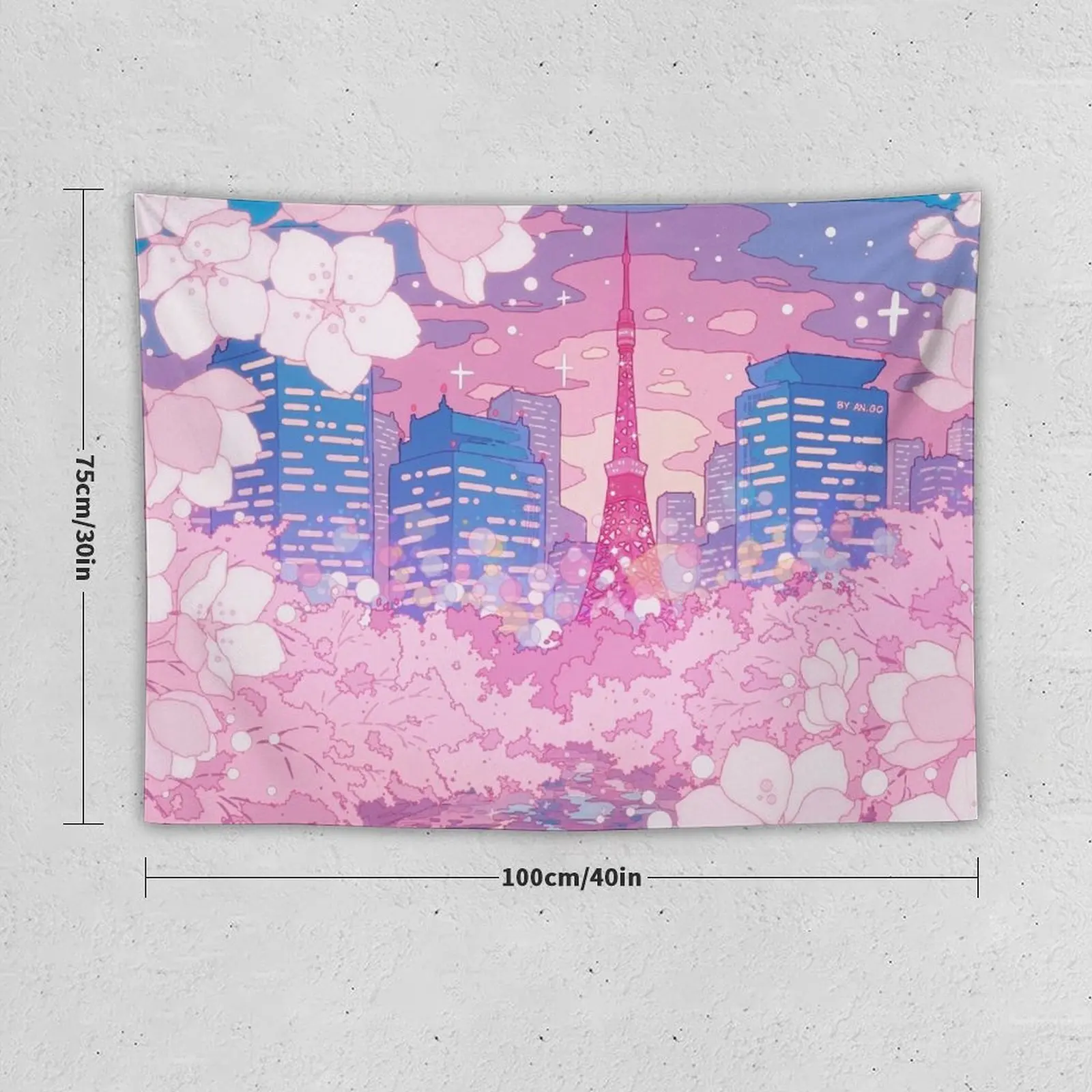 The evening Tokyo lake view Tapestry Aesthetic Room Decor Decoration Room Aesthetic Decoration Living Room Decoration Tapestry