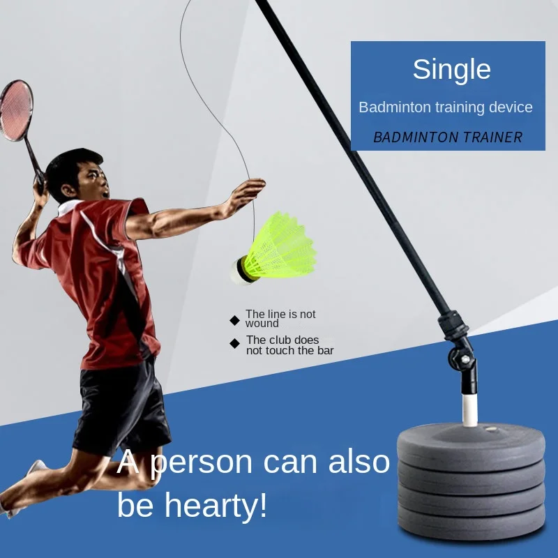 

Single badminton trainer with string rebound indoor practice your own home singles serving machine