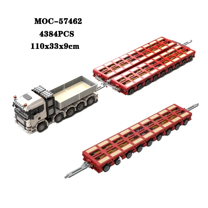 Classic MOC-57462 Building Block Truck Transportation Platform Drag Plate Truck Assembly 4384PCS Model Adult and Children's Gift