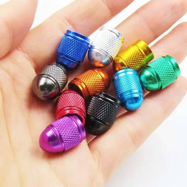 4 pcs/Pack Tire Accessories Aluminum Alloy Tire Valve Cap Bullet-shaped Valve Dust Cap Car Styling Decoration Accessories