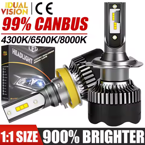 Dualvision H4 H11 LED Car Headlight H7 H1 H8 H9 9012 HIR2 9005 9006 HB3 HB4 Fog Lights 3570 CSP 4K3 6K 8K High Low Beam Lamp 12V