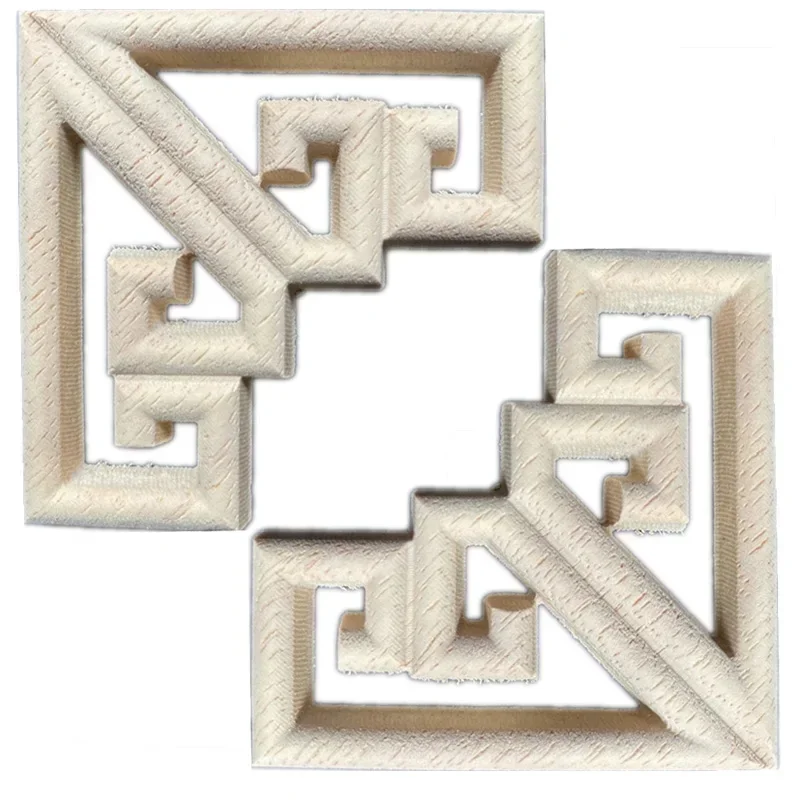 2PCS Woodcarving Rose Flower Floral Carved Corner Appliques Wooden Crafts Unpainted DIY Accessories Door Adornment Home Decor