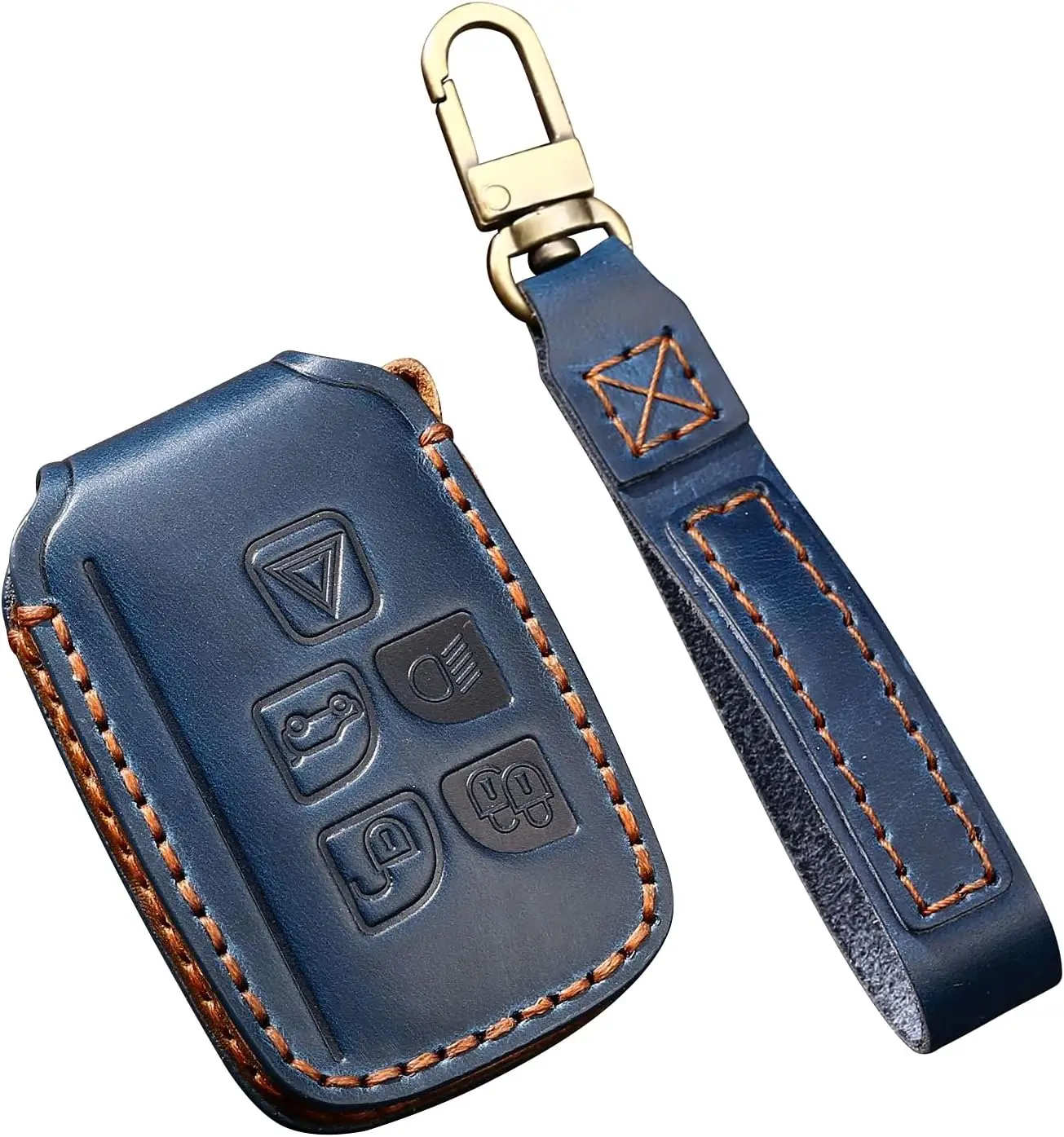 

WH Leather Key Fob Protector Fit For Land Rover Key Case Fit For Range Rover Full Protection Blue